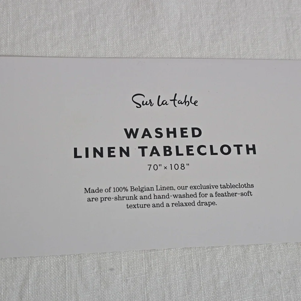 ❤️BUY 2 GET 1 FREE  Sur La Table Classic White Linen Tablecloth, Size 108